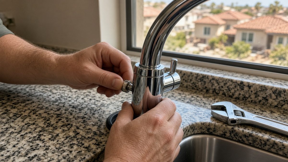 Installing a new kitchen faucet in an Aliso Viejo home